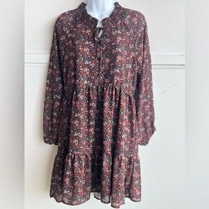 American Eagles Ditzy Floral Tiered Midi Dress Cottagecore Prairie modest Med